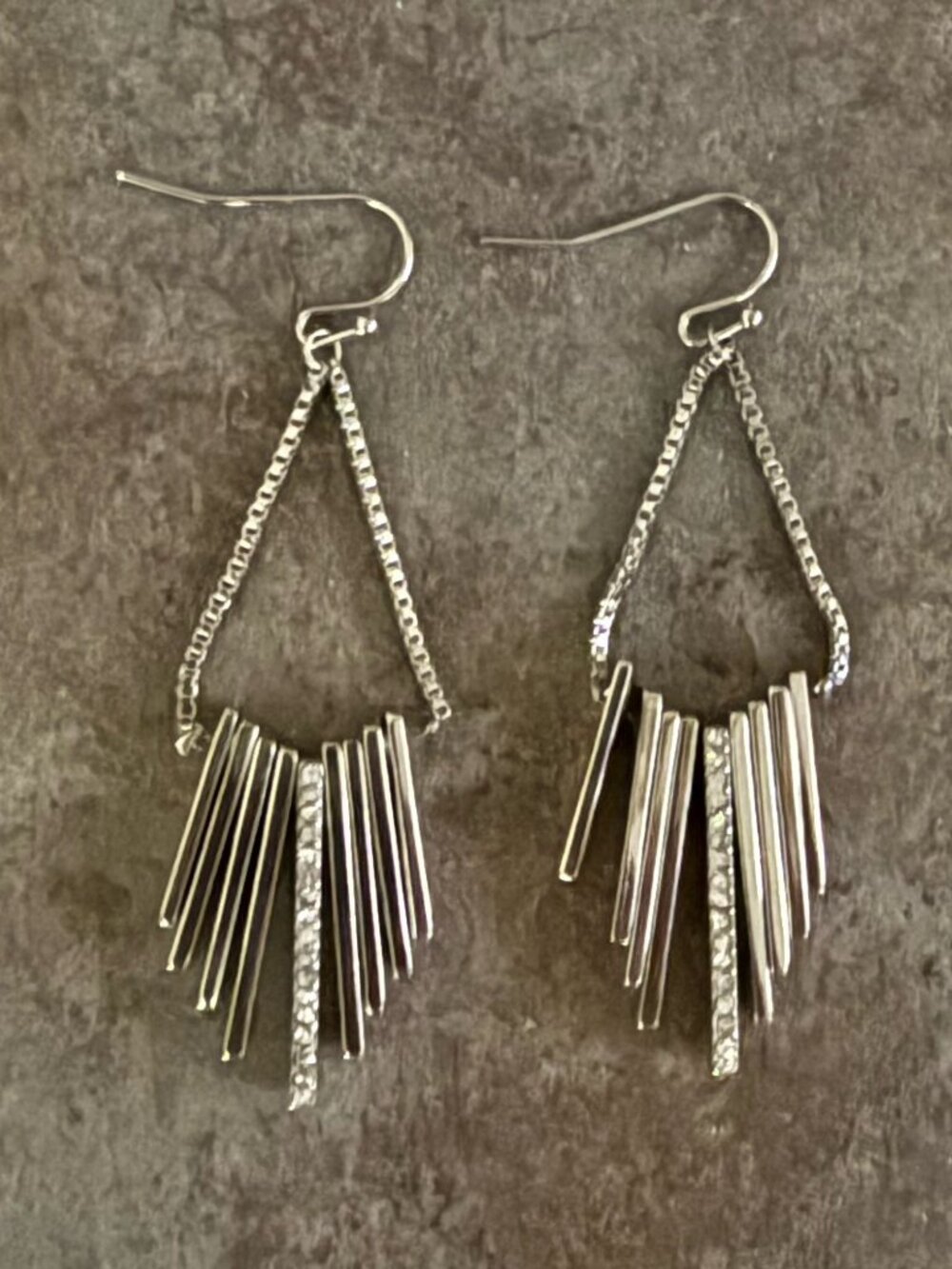 Silver Tone Reversible Dangle Earrings